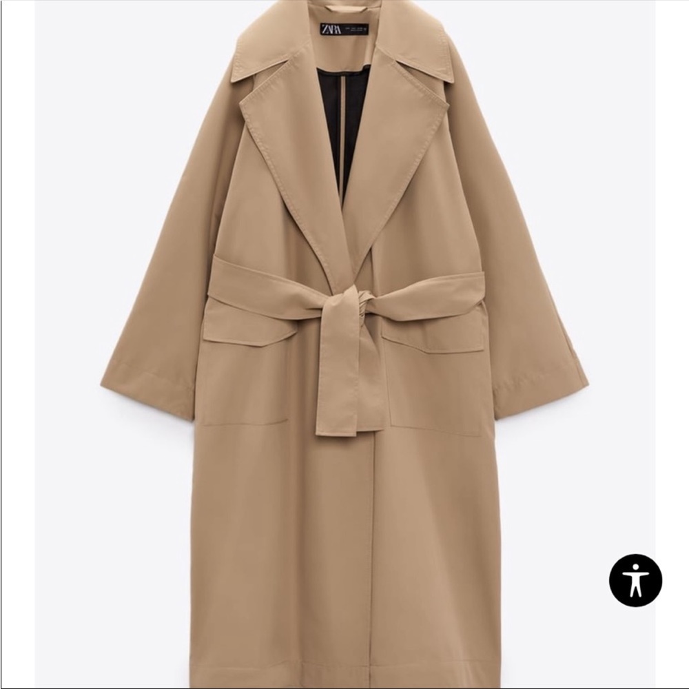 Zara Women's oversized Trench coat Medium Tan Cream